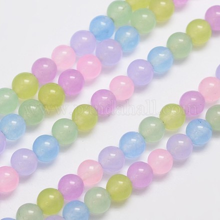 Chapelets de perles en jade de malaisie naturelle et teinte X-G-A146-6mm-A30-1