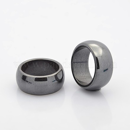 磁気合成ヘマタイト指輪  ブラック  18mm X-RJEW-J005-01-1