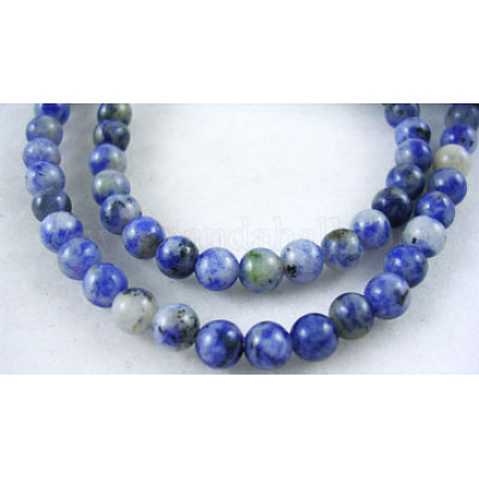Perles de jaspe tache bleue naturelle X-GSR4mmC036-1