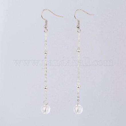 Natural Quartz Crystal Beads Dangle Earrings EJEW-JE02416-03-1