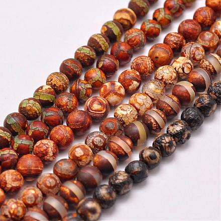 Chapelets de perles dZi naturel de style tibétain G-P229-A-07-6mm-1