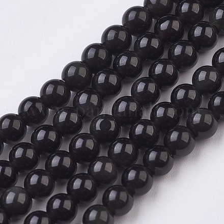 Natürlichen Obsidian Perle Stränge G-G945-17-4mm-1