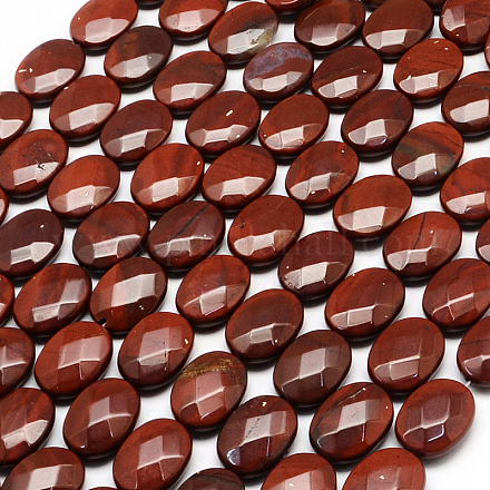Fili di perle di diaspro rosso naturale ovale sfaccettato G-R303-07-1