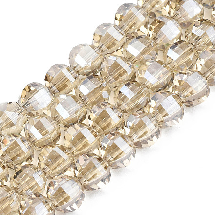 Chapelets de perles en verre transparent électrolytique EGLA-N002-30-F03-1