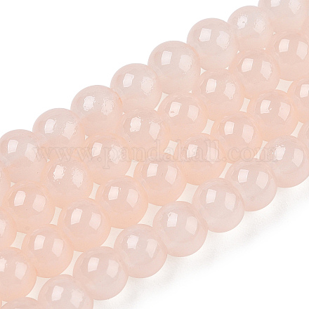 Backen gemalt Nachahmung Jade Glas runden Perle Stränge DGLA-Q021-4mm-42-1