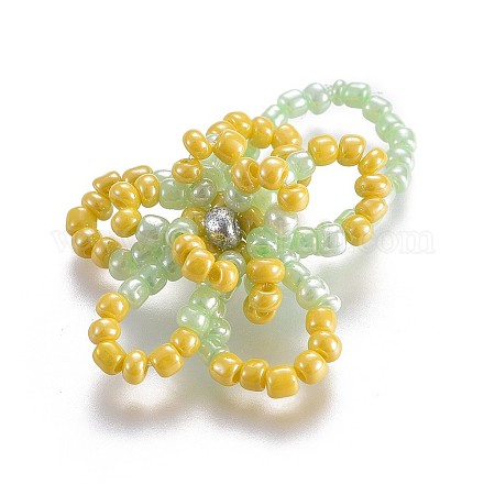(vendita in fabbrica di feste di gioielli) anelli elasticizzati con perline di semi di vetro RJEW-JR00252-05-1