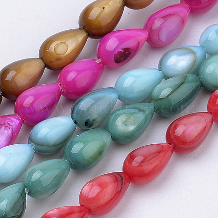 Eau douce naturelle de coquillage perles brins SHEL-Q015-8x5-03-1