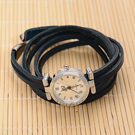 3-boucle montres bracelet d'enveloppe de quartz en alliage de ton cuir platine X-WACH-F010-01E-1