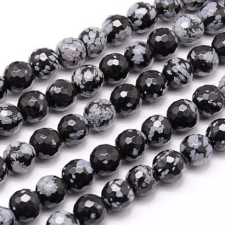 Naturschneeflocke Obsidian Perlen Stränge G-G542-10mm-23-1
