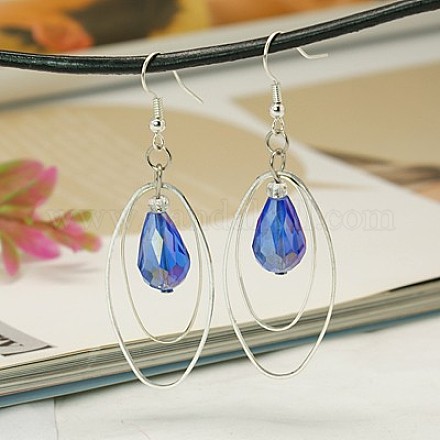 Trendy Glass Teardrop Dangle Earrings EJEW-JE00529-08-1