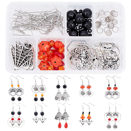Sunnyclue 176 pcs bricolage kits de fabrication de boucles d'oreilles sur le thème d'Halloween DIY-SC0014-72-1