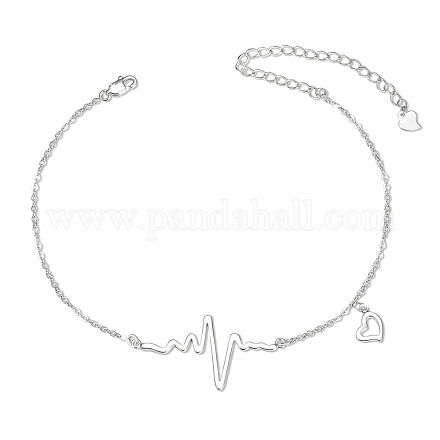 Bracelets de cheville à maillons en argent sterling plaqué rhodium shegrace JA163A-1