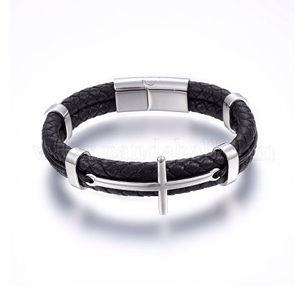Bracelets de cordon en cuir BJEW-G603-09P-1