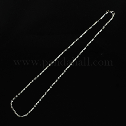 304ステンレススチール製ロープチェーンネックレス  カニカン付き  ステンレス鋼色  19.9インチ（50.5cm） X-STAS-S029-01-1