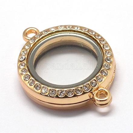 Flat Round Alloy Glass Magnetic Photo Frame Living Memory Floating Locket Links Connectors PALLOY-S046-07KC-1