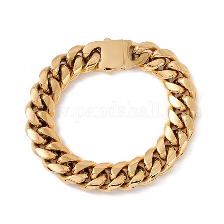 Placage ionique (ip) 304 bracelet gourmette en acier inoxydable pour hommes femmes BJEW-E107-04G-01-1