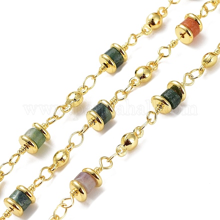 Natural Indian Agate Column Link Chains CHC-K014-07G-01-1