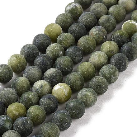 Chapelets de perles rondes en jade taiwan mat naturel G-M248-8mm-02-1