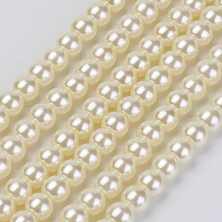 Eco-Friendly Dyed Glass Pearl Beads Strands HY-A008-6mm-RB003-1