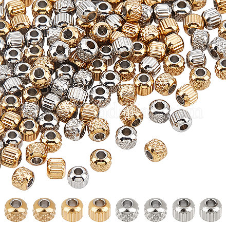DICOSMETIC 120Pcs 2 Styles Rondelle Spacer Beads 2 Colors Stainless Steel European Beads Textured Golden Color Large Hole Loose Beads for DIY Bracelet Necklace Jewelry Making STAS-DC0008-98-1
