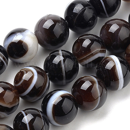 Chapelets de perles en agate à rayures naturelles/agates à bandes G-S259-04A-10mm-1