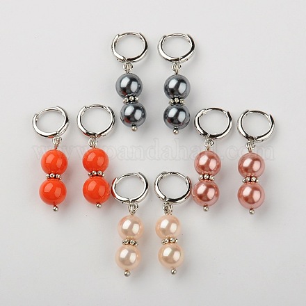Moda perline shell orecchini di perle per le donne EJEW-JE00977-1