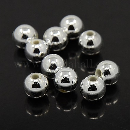 Perles rondes acryliques de placage en plastique PACR-L003-14mm-S-1