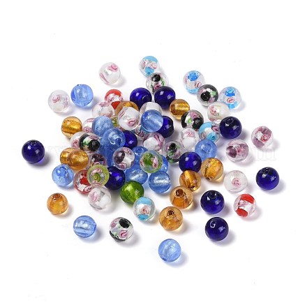 Perles en verre d'argent feuille manuelles X-FOIL-MSMC003-04-1