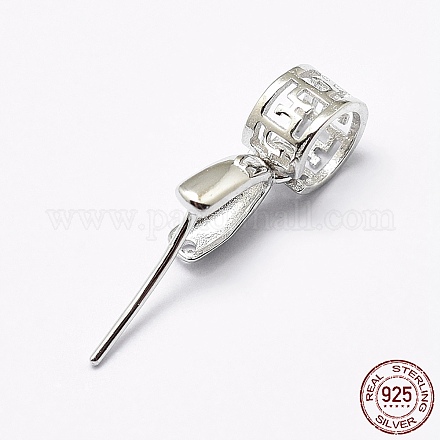 Rhodium Plated 925 Sterling Silver Micro Pave Cubic Zirconia Pendant Bails STER-E053-24P-1
