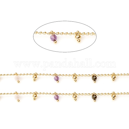 Handgefertigte facettierte Perlenketten aus Natursteinmischungen CHC-E021-02E-1