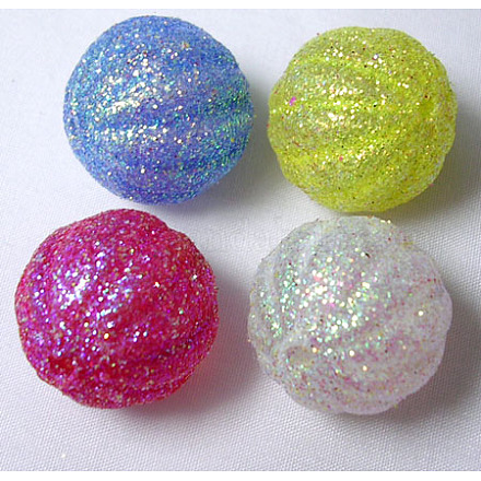 Mixed Glitter Style Acrylic Pumpkin Beads for Halloween X-YH1153-15-1