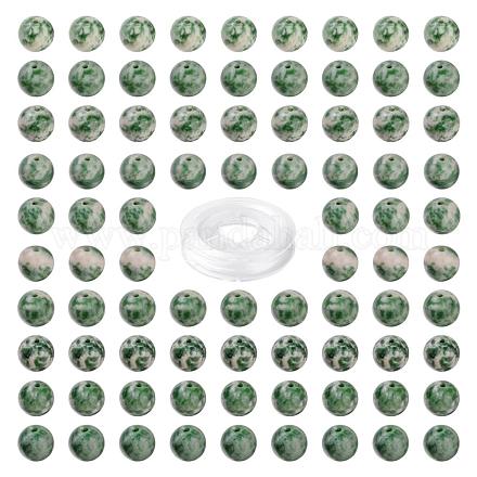 100шт 8мм круглые бусины из яшмы с зеленым пятном DIY-LS0002-60-1