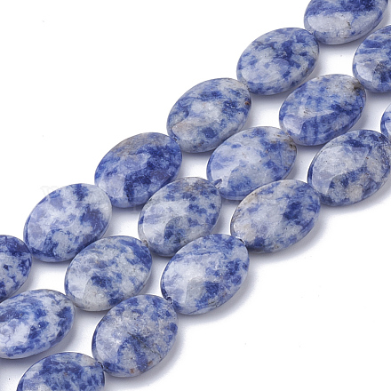 Fili di perle di diaspro macchia blu naturale G-S292-45-1