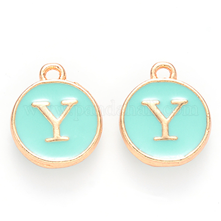 Golden Plated Alloy Enamel Charms X-ENAM-S118-05Y-1
