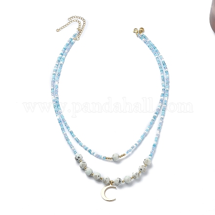 2 collier de perles de rocaille en verre de 2 styles. NJEW-JN04379-1