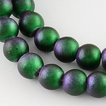 Frosted Baking Painted Glass Bead Strands DGLA-R039-6mm-06-1