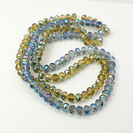 Chapelets de perles en rondelles facettées en verre électrolytique EGLA-D020-6x4mm-M-1