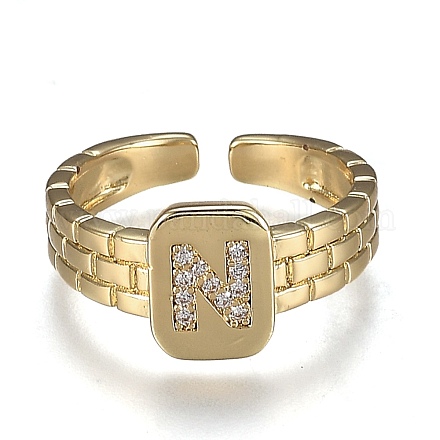 Brass Micro Pave Clear Cubic Zirconia Cuff Rings RJEW-H538-02G-N-1