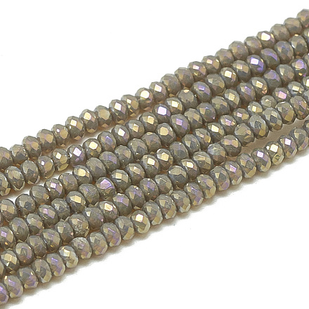 Electroplate Opaque Solid Color Glass Beads Strands X-EGLA-Q112-B14-1