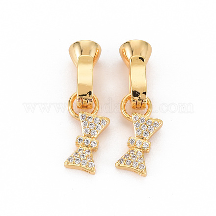 Brass Micro Pave Clear Cubic Zirconia Fold Over Clasps KK-S354-300-NF-1