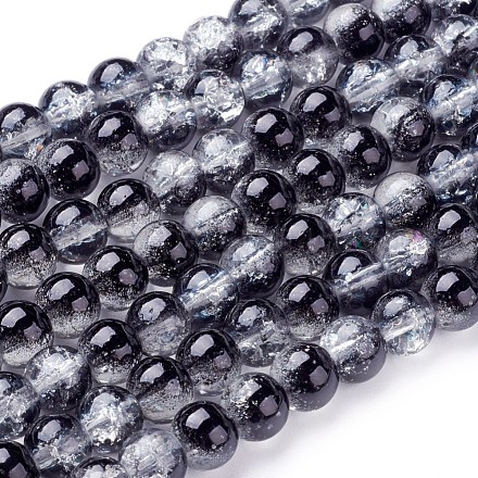 Spray Painted Crackle Glass Beads Strands CCG-Q002-6mm-11-1