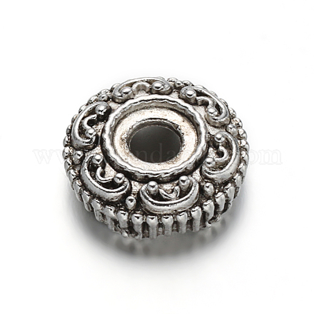 Apétales plats ronds de style tibétain bouchons en alliage de perles TIBE-ZN-13377-AS-RS-1
