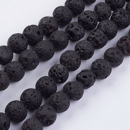 Brins de perles de pierre de lave naturelle G-F436-8mm-1