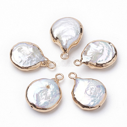 Ciondoli di perle keshi con perla barocca naturale placcata X-PEAR-Q008-08G-1