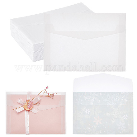 空白のパーチメント紙の封筒  半透明の封筒  長方形  ゴーストホワイト  125x176x0.2mm AJEW-WH0038-98B-1