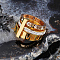 Roman Numerals 304 Stainless Steel & Crystal Rhinestone Finger Rings, Golden, US Size 7(17.3mm)