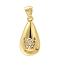 Rack Plating Brass Micro Pave Cubic Zirconia Pendants, Long-Lasting Plated, Lead Free & Cadmium Free,Real 18K Gold Plated, Teardrop with Letter Charms, Letter W, 21x11mm, Hole: 5x3mm