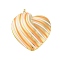 304 Stainless Steel Pendants, with Enamel, Stripe Heart Charm, Golden, Pink, 28x24x4.5mm, Hole: 2mm