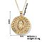 Brass Pave Cubic zirconia Flat Round with Virgin Mary Pendant Necklaces, Golden, Clear, 15.75 inch(40cm)