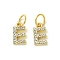 Rack Plating Alloy Rhinestone Pendants, Cadmium Free & Lead Free, Letter E, 11x6x2mm, Hole: 5mm